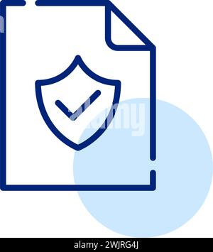 File with shield and checkmark. Data security and protection. Pixel perfect, editable stroke Stock Vector