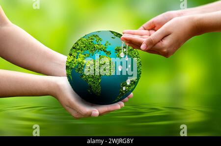 World Water Day concept with world in clean water drop on and fresh Stock Photo