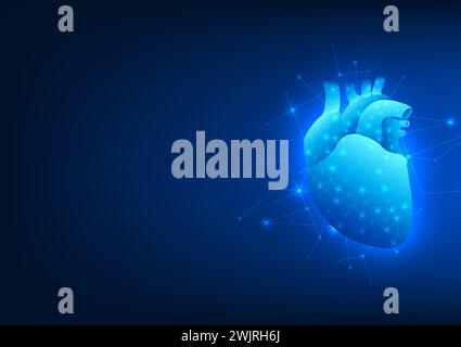 Technology background Heart with connected lines Concept of using modern medical technology to perform heart transplants on patients. Stock Vector