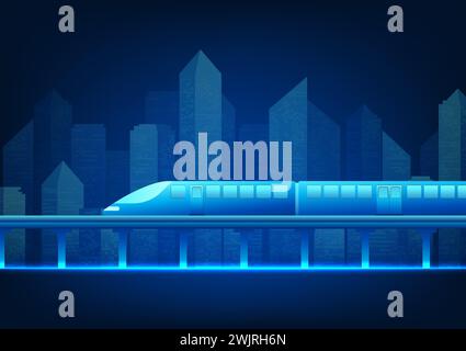 High speed electric train technology background used as logistics transportation for smart cities The high-speed electric train on the tracks behind i Stock Vector