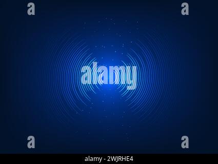 sound wave technology background radiating from the center The concept converts vibrational energy into sound waves that are transmitted. Stock Vector