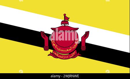 art illustration design concept symbol flag sign nation of brunei darussalam Stock Vector