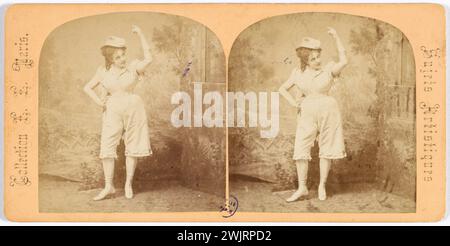 Anna Judic (Anne Marie-Louise Damiens, known as Dame Israel) (1849-1911), actress '. Anonymous photography. Stereoscopic view on albumin paper. Between 1860 and 1900. Paris, Carnavalet Museum. 99954-8 Actress, portrait, stero, stereo view, stereoscopic view Stock Photo