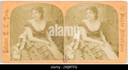 Anna Judic (Anne Marie-Louise Damiens, known as Dame Israel) (1849-1911), actress '. Anonymous photography. Stereoscopic view on albumin paper. Between 1860 and 1900. Paris, Carnavalet Museum. 99954-9 Actress, portrait, stero, stereo view, stereoscopic view Stock Photo