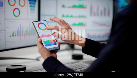 Predictive Business KPI Data Technology Dashboard On Smartphone Stock Photo