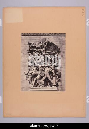 Anonymous, the departure of the volunteers or the Marseillaise, the war (by François Rude), Bas-relief, detai, arc de Triomphe de la Place de l'Etoile. 8th arrondissement, Paris. (Dummy title), 1900. Draw on albumin paper. Carnavalet museum, history of Paris. Stock Photo