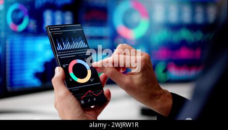 Predictive Business KPI Data Technology Dashboard On Smartphone Stock Photo
