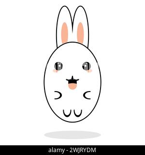 Easter bunny with egg. Cute spring Easter bunny rabbits vector illustration. White bunnies rabbits. Stock Vector