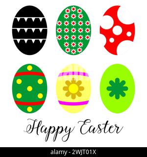 Set of easter eggs vector illustration. Easter Eggs. Colored Easter eggs. Easter eggs set doodle style. Happy easter isolated on white background. Stock Vector
