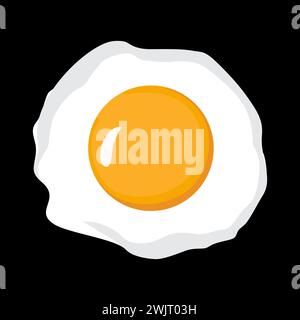 Fried egg vector illustration. Fried eggs isolated on black background. Stock Vector