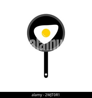 Fried eggs on frying pan. Isometric vector illustration. Isolated on white background. Stock Vector