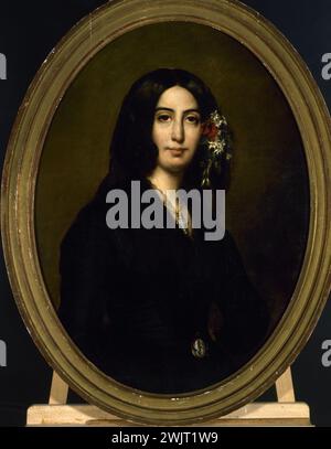 Auguste Charpentier (1813-1880). Portrait of George Sand (1804-1876), French writer. Oil on canvas, around 1837. Paris, Museum of Romantic Life. 33471-1 French writer, woman of letters, portrait, oil on canvas Stock Photo