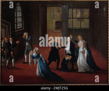 Farewell from Louis XVI to his family, January 20, 1793 '. Oil on anonymous canvas. Paris, Carnavalet museum. 39431-5 Farewell, arrondissement IIIEM III 3rd 3, bourbon, enclosure of the temple, royal family, prison, queen, French revolution, king France Stock Photo