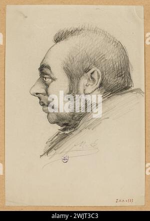 Mounet-Sully, Jean-Sully Mounet dit (n.1841-02-27-D.1916-03-01), portrait of a listener during a session of the reading committee at the Comédie Française. (Dummy title). Carnavalet museum, history of Paris. Stock Photo