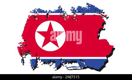 Art Illustration design nation flag sign symbol country of North Korea Stock Vector