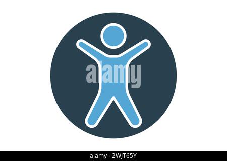 accessibility icon. icon of a person inside a circle. icon related to disability. solid icon style. element illustration Stock Vector