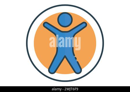 accessibility icon. icon of a person inside a circle. icon related to disability. flat line icon style. element illustration Stock Vector