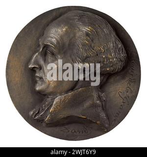 David d'Angers (1788-1856). Portrait of Joseph Louis Lagrange (1736-1813), French surveyor. Bronze, sand cast iron. Paris, Carnavalet museum. 58287-17 Bronze, sand cast iron, French geometre, mathematician, profile, portrait Stock Photo