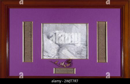 Victor Hugo on his deathbed (joined to the drawing, a pink button given ...