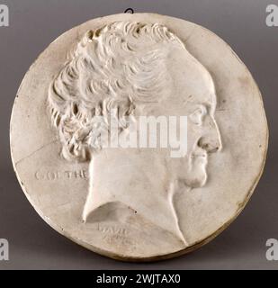 David d'Angers (1788-1856). Portrait of Johann-Wolfang Goethe (1749-1832). Plaster. 1829. Paris, Carnavalet museum. 59155-1 German writer, plaster, profile, portrait Stock Photo