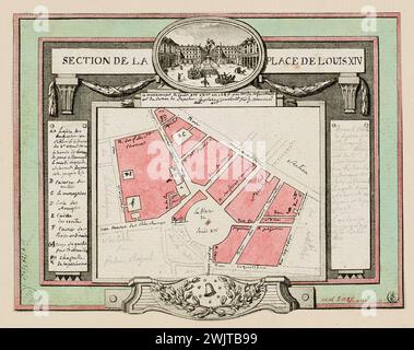 Poisson, Michel, plan of the Place Louis XIV section. (Dummy title). Carnavalet museum, history of Paris. Stock Photo