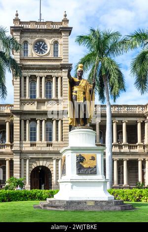 King Kamehameha Statue, King Street, Honolulu, Oahu, Hawaii, United States of America Stock Photo