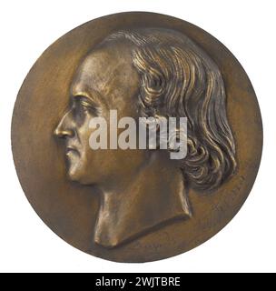 David d'Angers (1788-1856). Portrait of Jean-Baptiste Dumas (1736-1819), chemist. Bronze, sand cast., 1846. Paris, Carnavalet museum. 58290-6 Bronze, French chemist, sand cast, medallion, profile, portrait Stock Photo