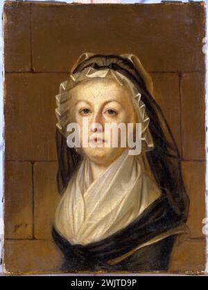 According to Alexandre Kucharski (1741-1819). 'Marie-Antoinette at the temple'. Oil on canvas. Paris, Carnavalet museum. 33977-15 Arrondissement Ier I 1st 1, imprisoned, enclosure of the temple, prison, portrait, queen of France, French revolution Stock Photo