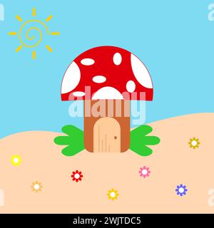 Mushrooms in the forest. A vector of fantasy mushroom house. Mushroom house Stock Vector
