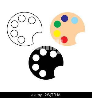 Painter palette icon vector. Palette icon, Art icon, vector illustration. Palette black drawing icon vector. Painting supplies, color palettes, color. Stock Vector