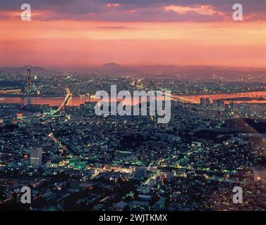 South Korea. Seoul city. Overview of city with Han River at dusk. Stock Photo