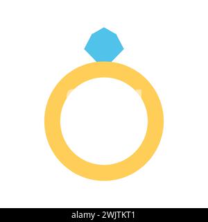 Diamond ring vector icon. Ring With Diamond Icon, engagement and wedding ring isolated on white background. Stock Vector