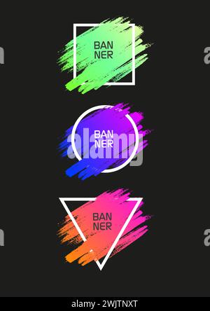 Bright gradient banner .Advertising stickers, vector.Vertical banner for phones. Stock Vector