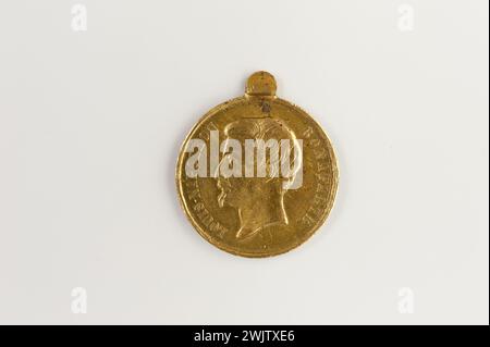 Carnavalet museum, medal collection Louis-Napoléon Bonaparte's right to the left; Aigle reverse. Stock Photo