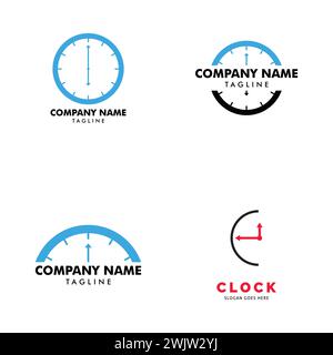 Set of Clock Icon Logo Design Template Stock Vector