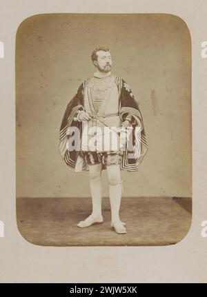 Laray in the role of Lord Clinton in 'Marie Tudor', Théâtre de la Porte Saint-Martin. 1879. Photography by Etienne Carjat (1828-1906). Paris, house of Victor Hugo. French actor, comedian, scene costume, role lord, theater door Saint-Martin, piece Stock Photo