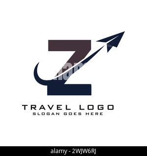 Letter Z Travel Logo icon Design with plane graphic element for travel agency logo design Stock Vector