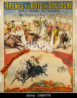 Emile Levy. Gran Plaza de Toros, rue Pergolèse and boulevard Lannes, large bull races. Poster. Color lithography, 1892. Paris, Carnavalet museum. Advertising poster, arrondissement, boulevard Lannes, Gran Plaza Toros, Grande Race, Color Lithography, Advertising, rue Pergolese, Taurus, Toreador, bullfighter, 16th XVI 16th 16th 16th 16th 16th 16th 16th 16th 16th 16th 16th 16th 16th 16th 16th 16 Stock Photo