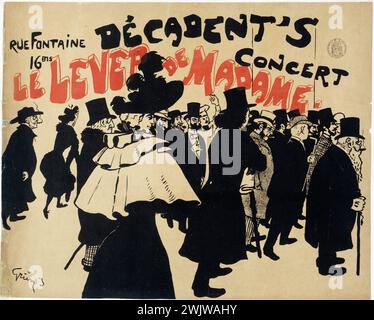 Jules Alexandre Grün (1868-1938). Decadent's Concert, 'Madame's rising'. Poster. Color lithography, between 1895 and 1900. Paris, Carnavalet museum. 16 bis rue Fontaine, advertising poster, decadent's concert, detent, color lithography, leisure, advertising Stock Photo