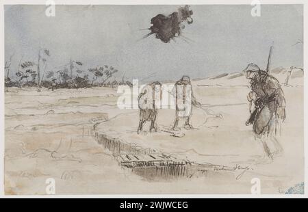 Georges Hugo (1868-1925). War 1914-1918. Sketch executed during the war ...