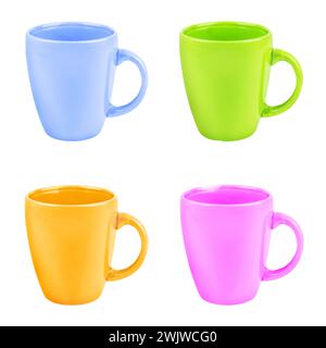 4 Various colorful cups isolated on white  background Stock Photo
