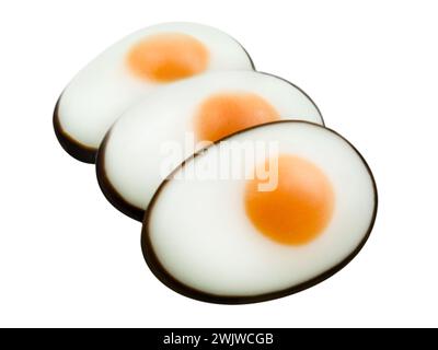 3 Fondant Easter Eggs isolated on white background Stock Photo