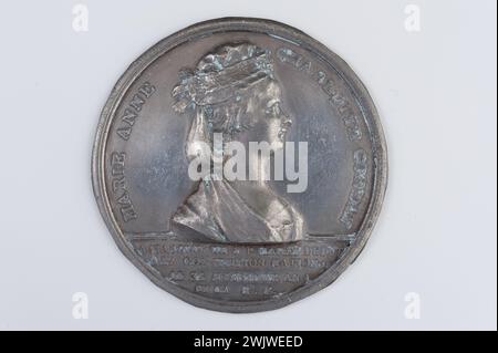 Carnavalet museum, medal collection Law bust of Charlotte Corday on the right. Stock Photo