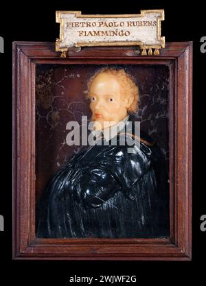 Anonymous. 'Portrait of Pierre-Paul Rubens (1577-1640), painter'. Colorful wax, glass. 18th century. Paris, Carnavalet museum. Coloree wax, Flemish painter, portrait, glass Stock Photo