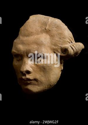 Aimé-Jules Dalou (1838-1902). 'Man's head slightly three-quarters, Study for the Mirabeau bas-relief responding to Dreux-Brézé'. Terracotta, between 1880 and 1884. Museum of Fine Arts of the city of Paris, Petit Palais. Bas-relief, Study, man, French politician, terracotta, head, three-quarters, face Stock Photo