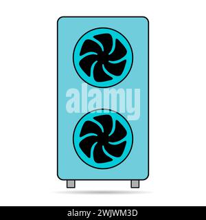Heat pump air source shadow icon, cooling electric system machine, cool web vector illustration . Stock Vector