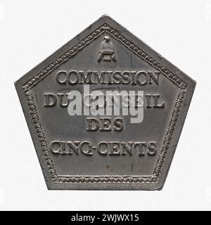 Function medal of the Council of five-cent commission, November 10, 1799. Etain. 1799. Paris, Carnavalet museum. Medal, numismatics Stock Photo