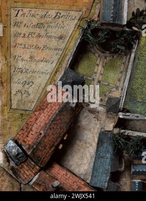 Anonymous. 'The temple enclosure'. Wood, paper, stuff, polychromy. 1783-1787. Paris, Carnavalet museum. 73063-10 Temple enclosure, Etoffe, Model, Paper, Polychromy, Wood Stock Photo