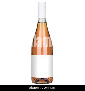 Bottle of Rose Wine with Blank Label Stock Photo