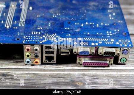 Cairo, Egypt, February 9 2024: Gigabyte main board computer motherboard FSB 1066 supports Core 2 Duo processor, Gigabyte is a Taiwanese manufacturer a Stock Photo